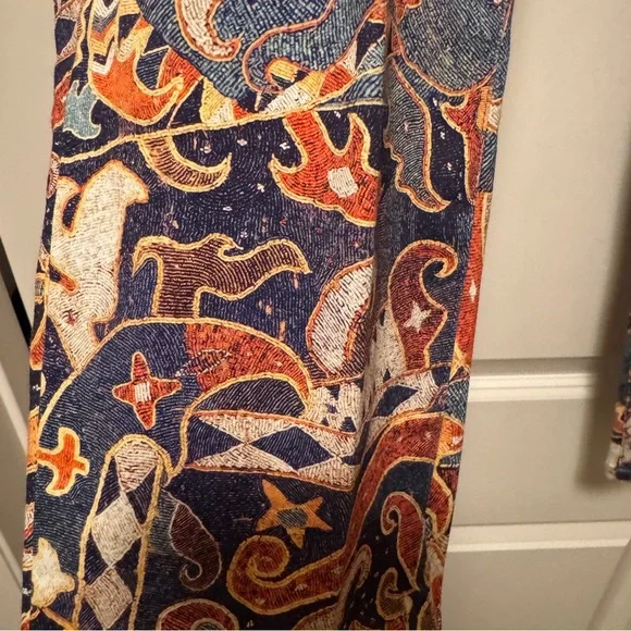 Peruvian Connection Paisley Red and Blue Pants Size 4 - Picture 6 of 8